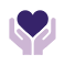 Heart shape with a set of hand below holding it up